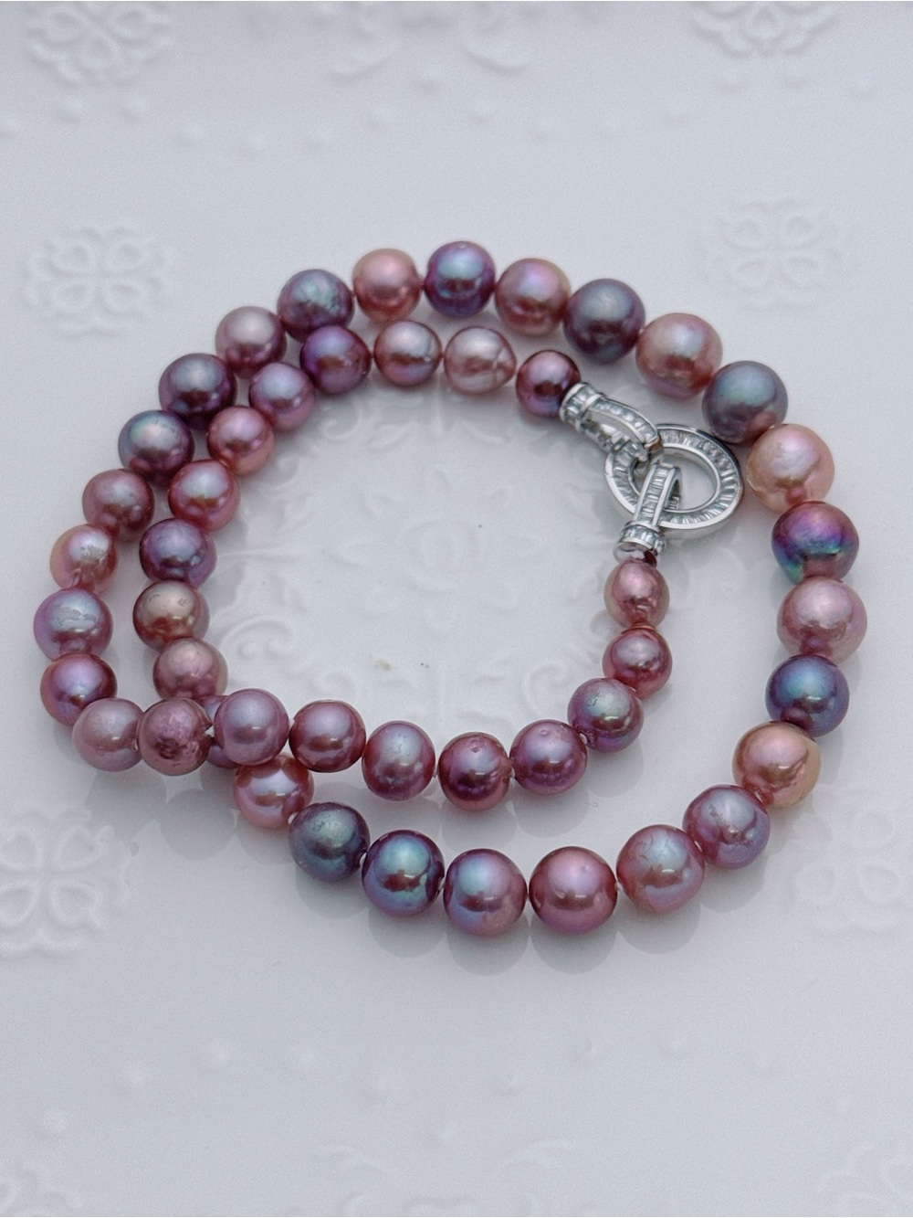 X815 Handmade Freshwater Edison Baroque Pearl Necklace Blueberry Luster - Picture 8 of 13